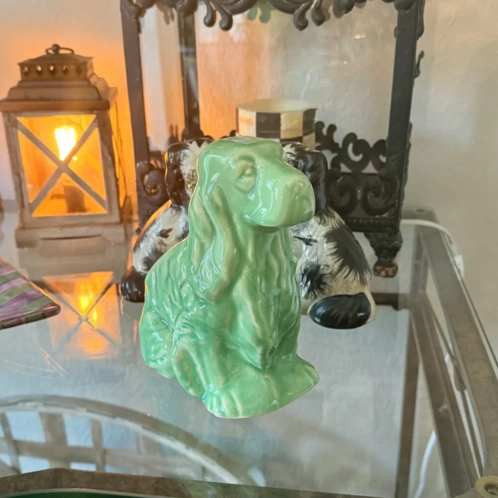 Vintage Shawnee Pottery Cocker Spaniel Planter in mint green - Picture 11 of 13